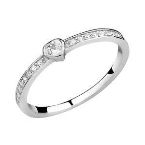 Inel argint cu inima si pietre DiAmanti Z0903AR_W-DIA (Argint 925‰ 1,4 g.)